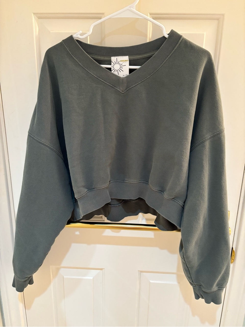 Aerie offline green cropped crewneck
